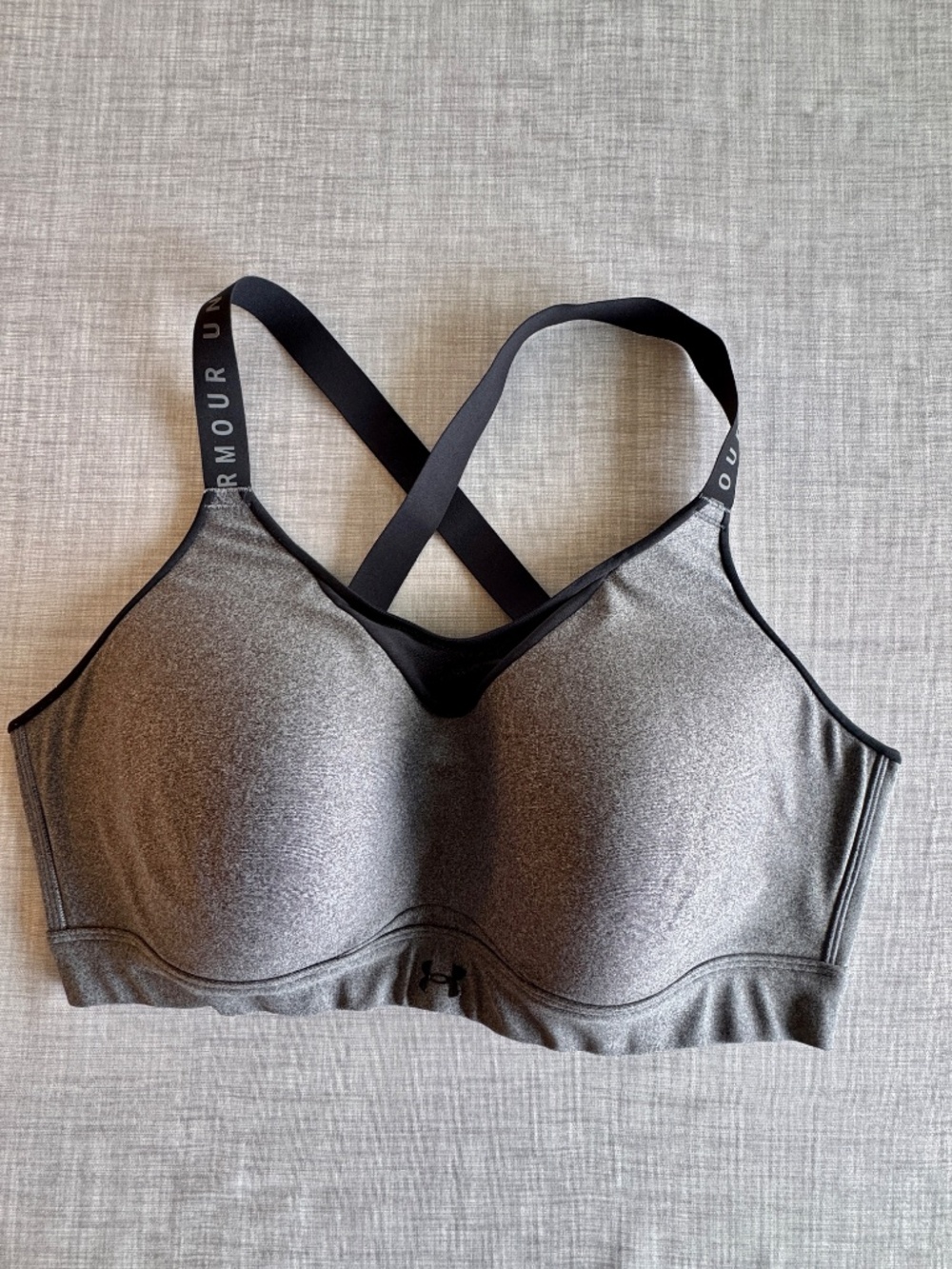 Under Armour SPORTS BRA 2X 50/52 Grey Racer/Cross Back Molded Cups High-Impact